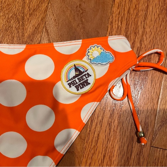 PINK Victoria's Secret Orange and White Bikini Bottom - Picture 3 of 5